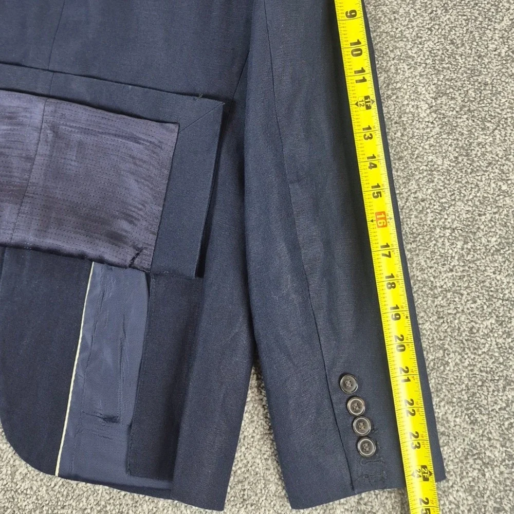 Scotch & Soda Blazer Mens Medium Linen Cotton Navy Blue Two Button Sport Coat